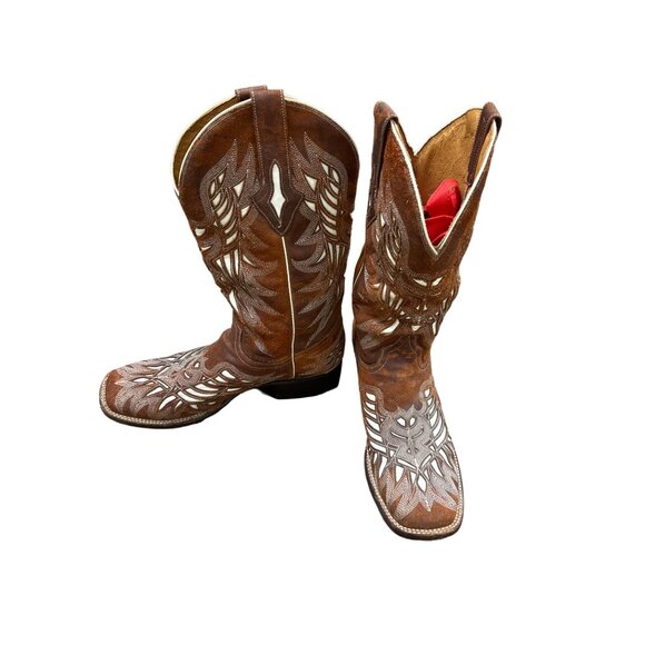Resistol men’s brown leather western shoe boots size 9D SKU 3701 main image 9